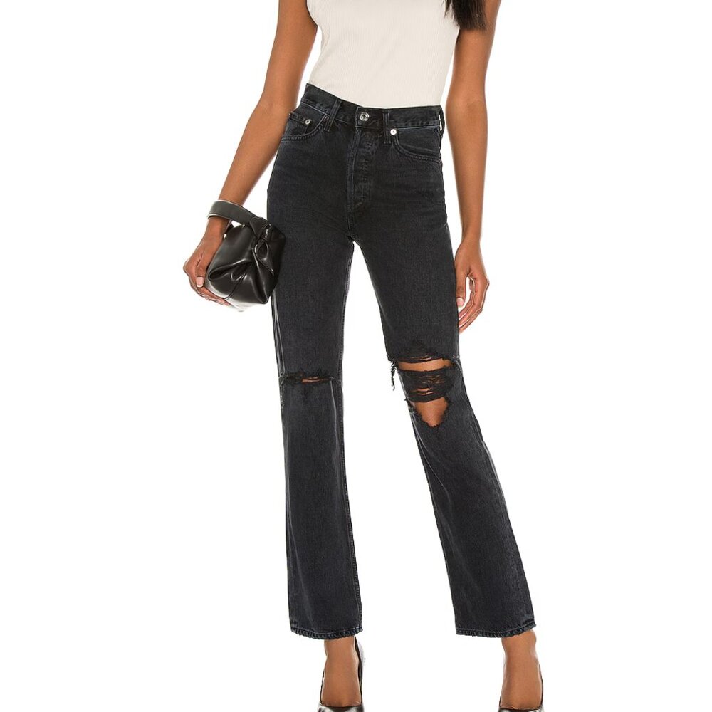 Agolde Lana Straight Black Jeans Size 25